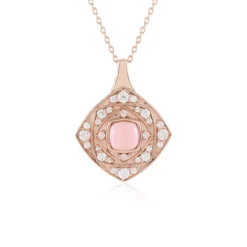 Pinkfarbener Opal-Silberhalskette