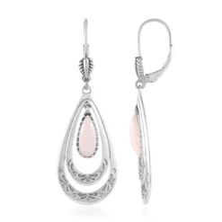 Pinkfarbener Opal-Silberohrringe