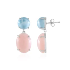 Pinkfarbener Opal-Silberohrringe