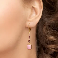 Pinkfarbener Opal-Silberohrringe