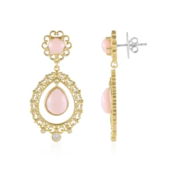 Pinkfarbener Opal-Silberohrringe