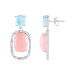 Pinkfarbener Opal-Silberohrringe