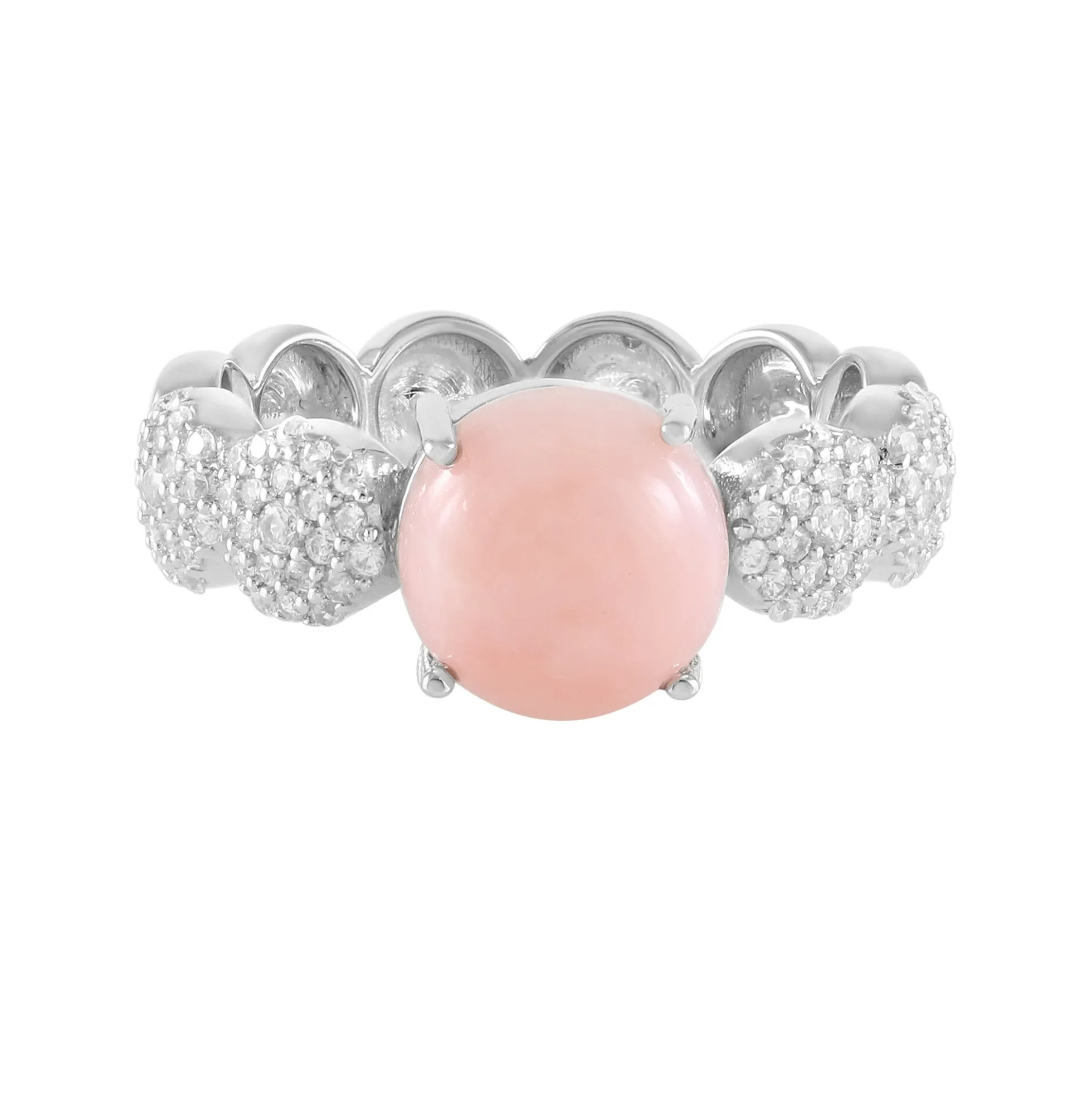 Pinkfarbener Opal-Silberring