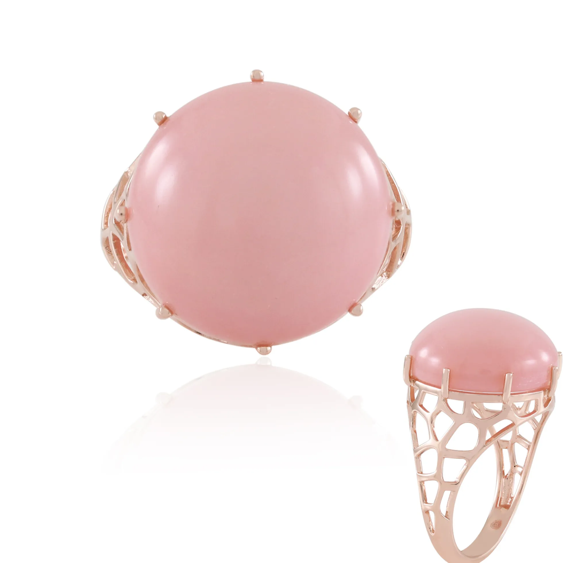 Pinkfarbener Opal-Silberring