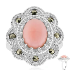 Pinkfarbener Opal-Silberring