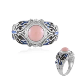 Pinkfarbener Opal-Silberring