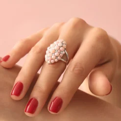 Pinkfarbener Opal-Silberring