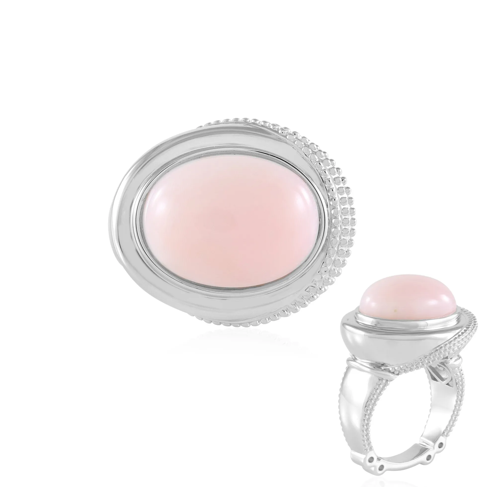 Pinkfarbener Opal-Silberring