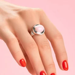 Pinkfarbener Opal-Silberring