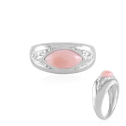 Pinkfarbener Opal-Silberring