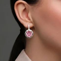 Pinkfarbener Spinell-Silberohrringe