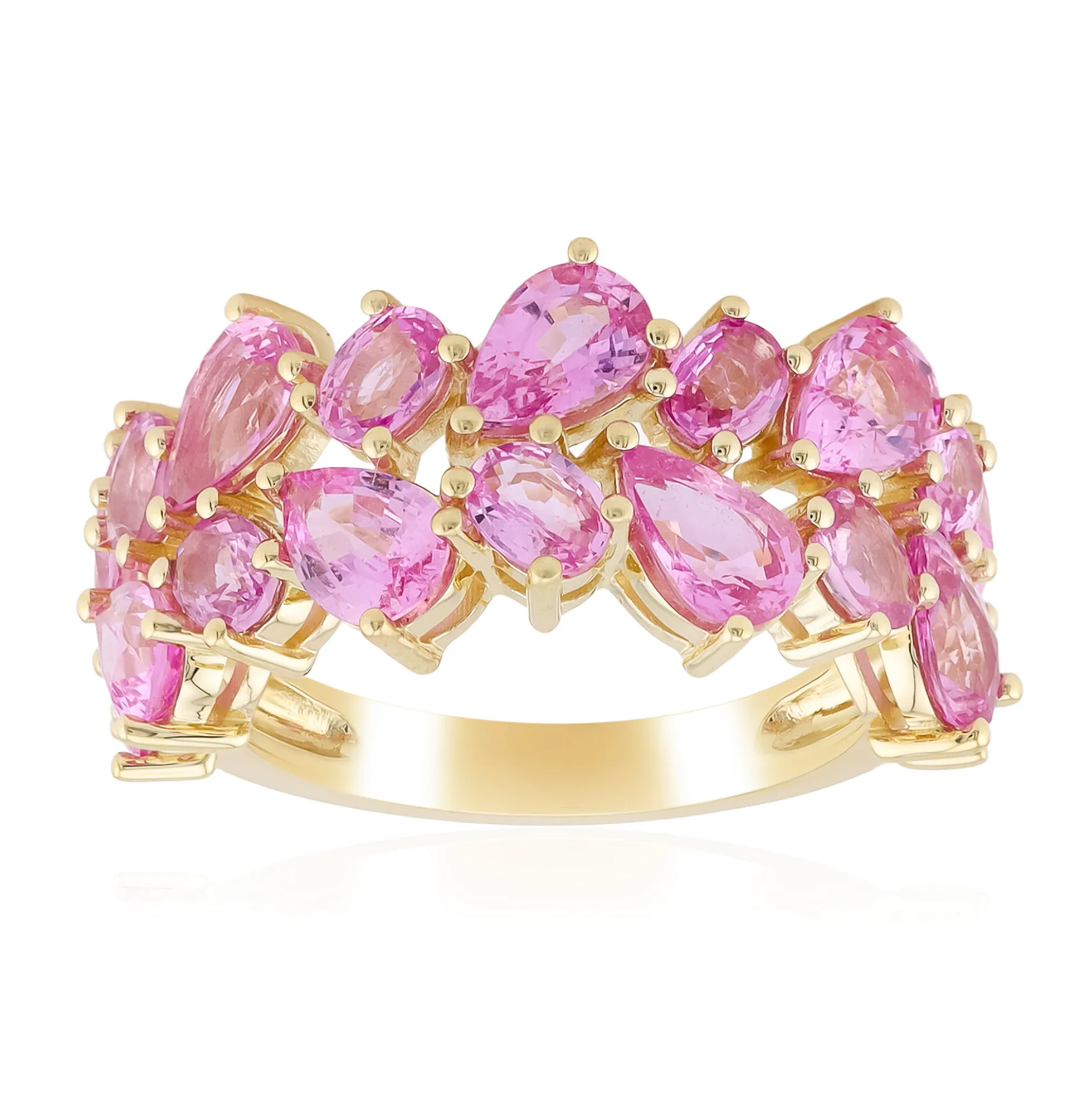 Pinkfarbener Tuléar-Saphir-Goldring