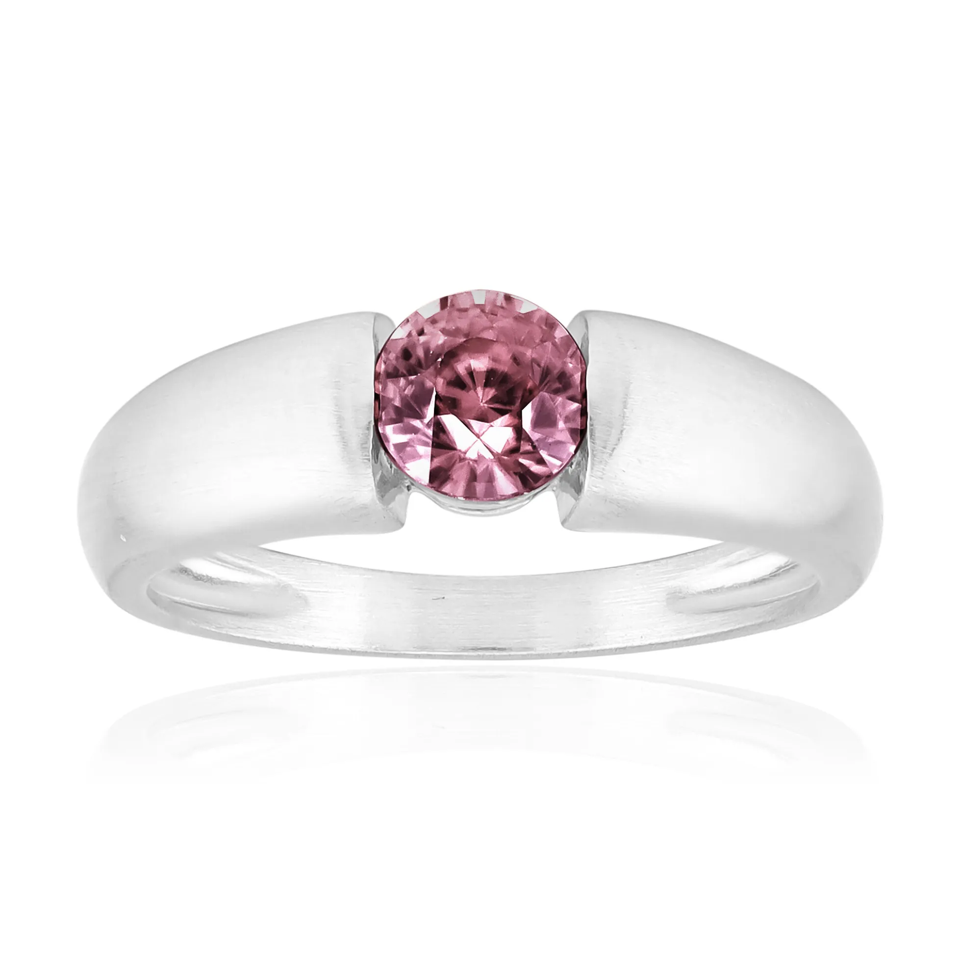 Pinkfarbener Zirkon-Silberring
