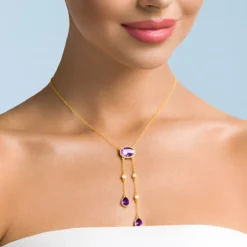Purpurfarbener Fluorit-Silbercollier