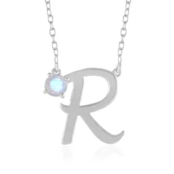 Regenbogen-Mondstein-Silbercollier
