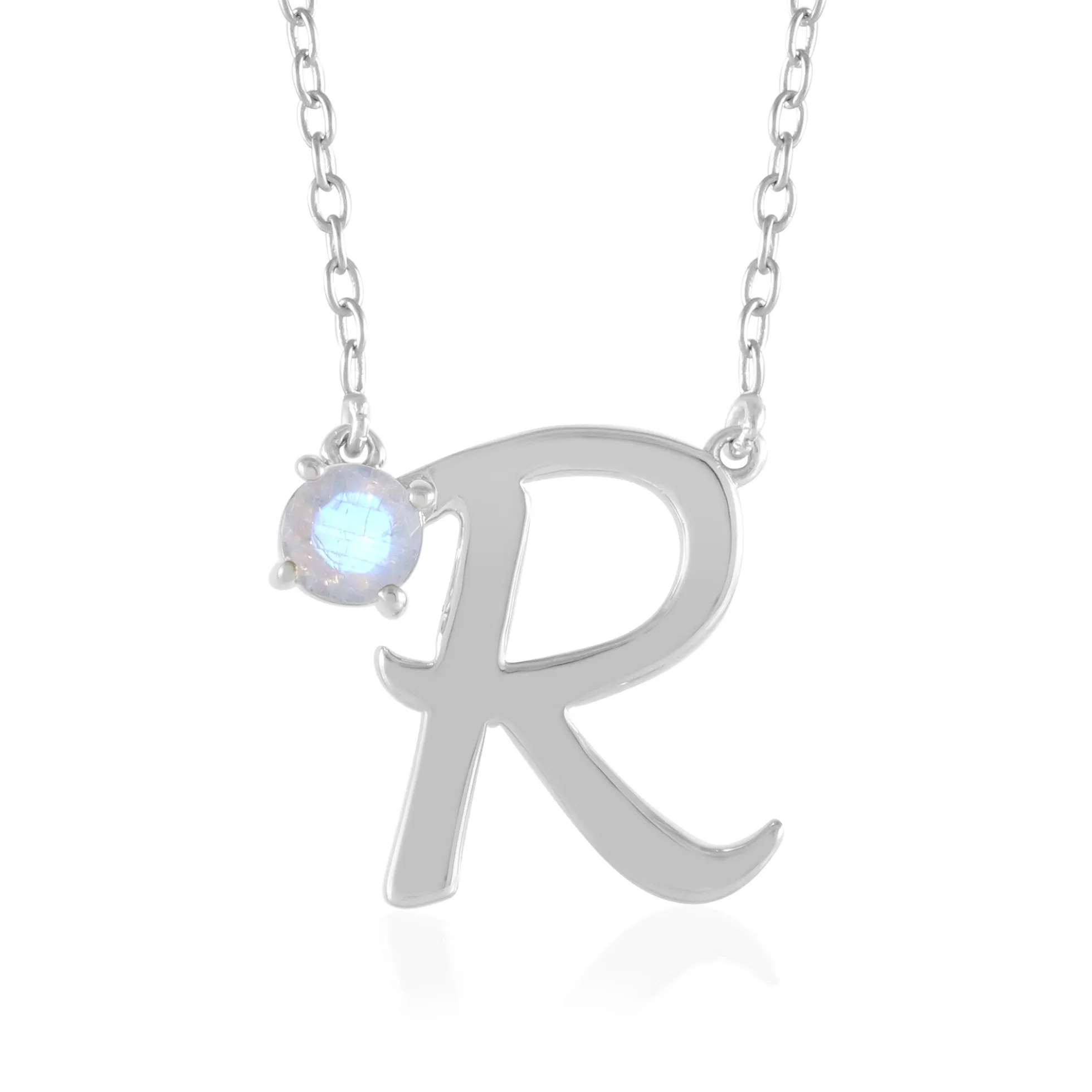 Regenbogen-Mondstein-Silbercollier