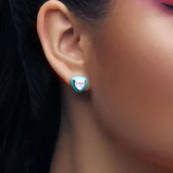 Regenbogen-Mondstein-Silberohrringe