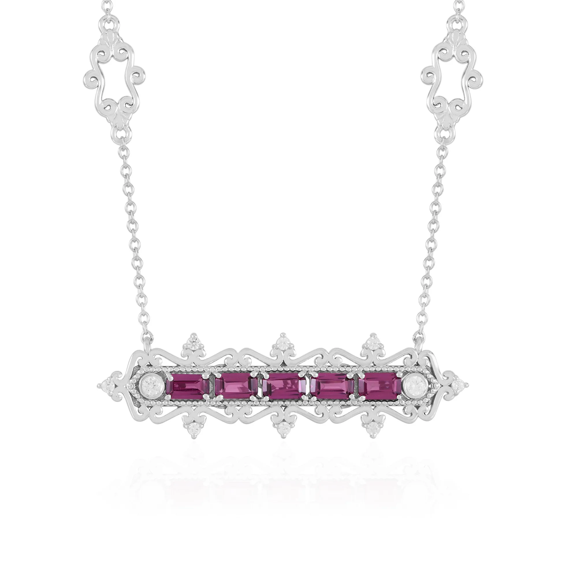 Rhodolith-Silbercollier