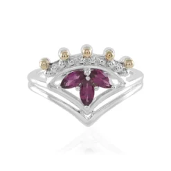 Rhodolith-Silberring mit Gold