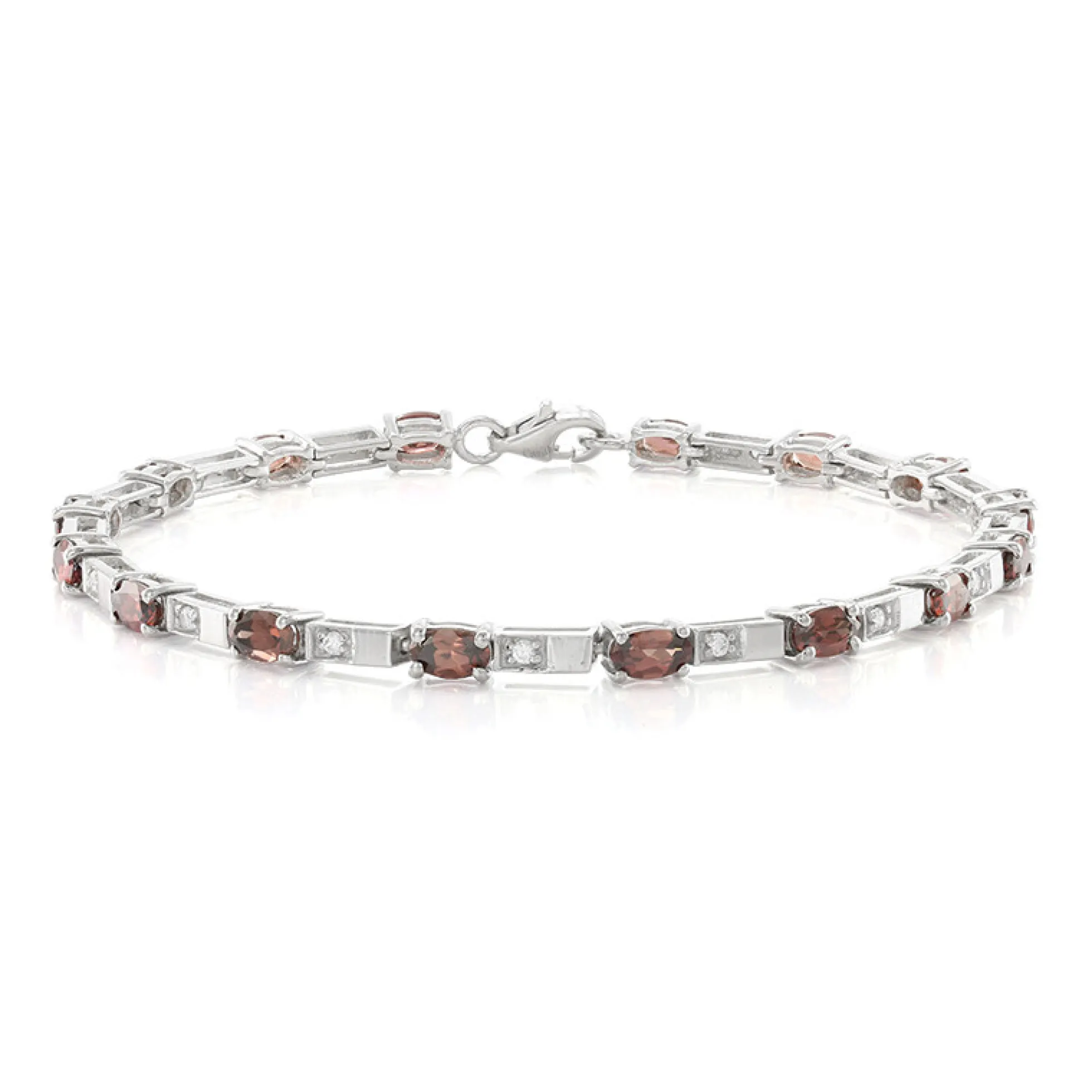Roter Zirkon-Silberarmband