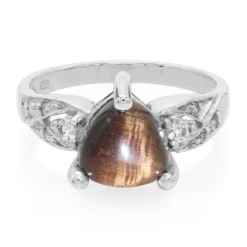Rotes Tigerauge-Silberring