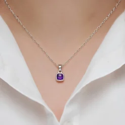 Sambia-Amethyst-Silberanhänger