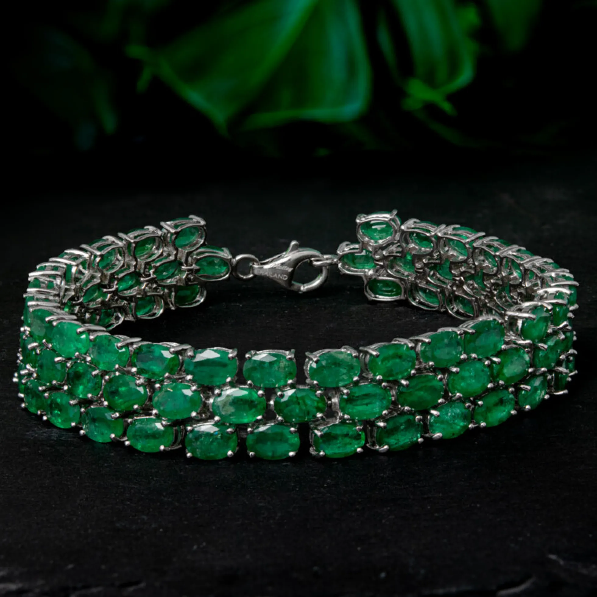 Sambia-Smaragd-Silberarmband
