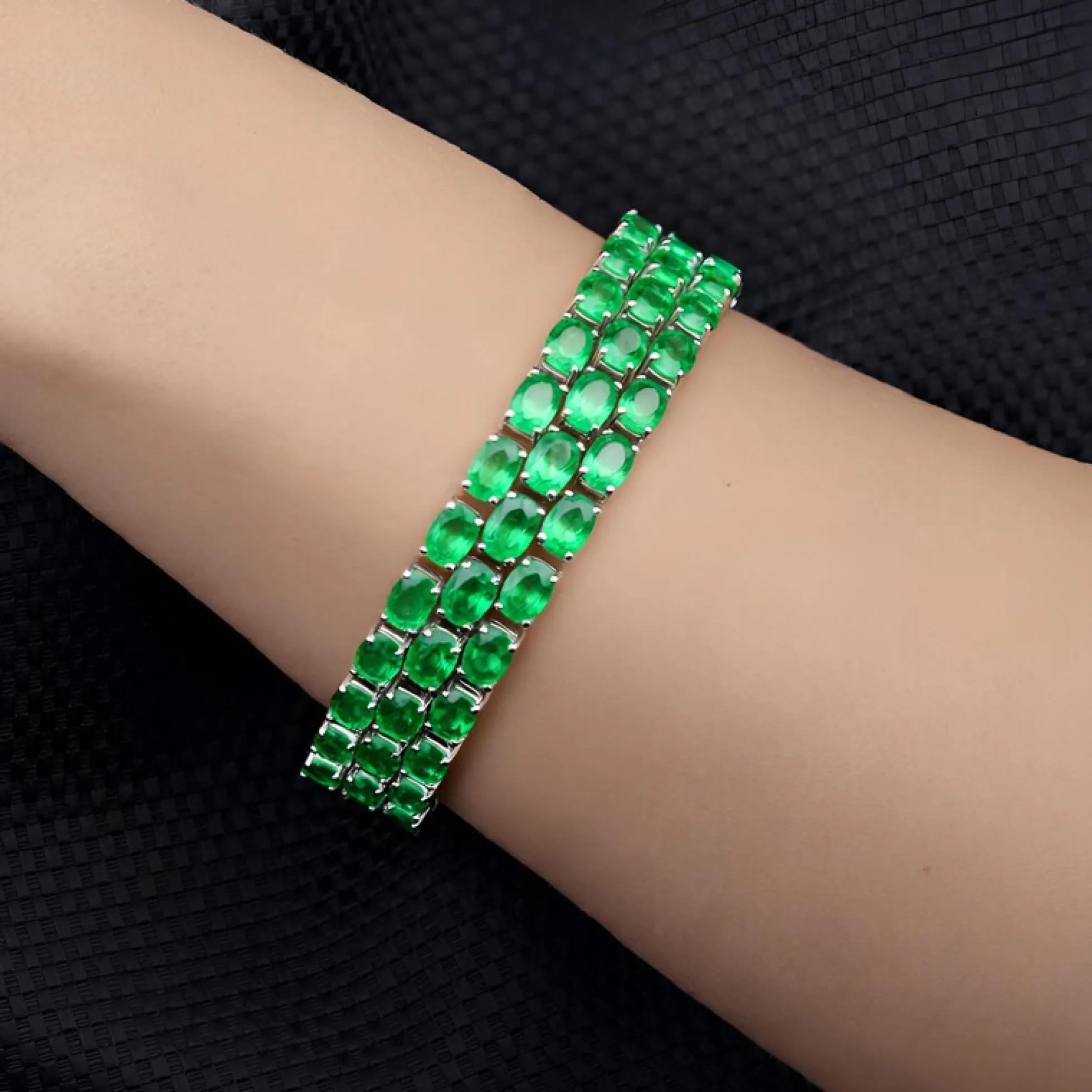 Sambia-Smaragd-Silberarmband