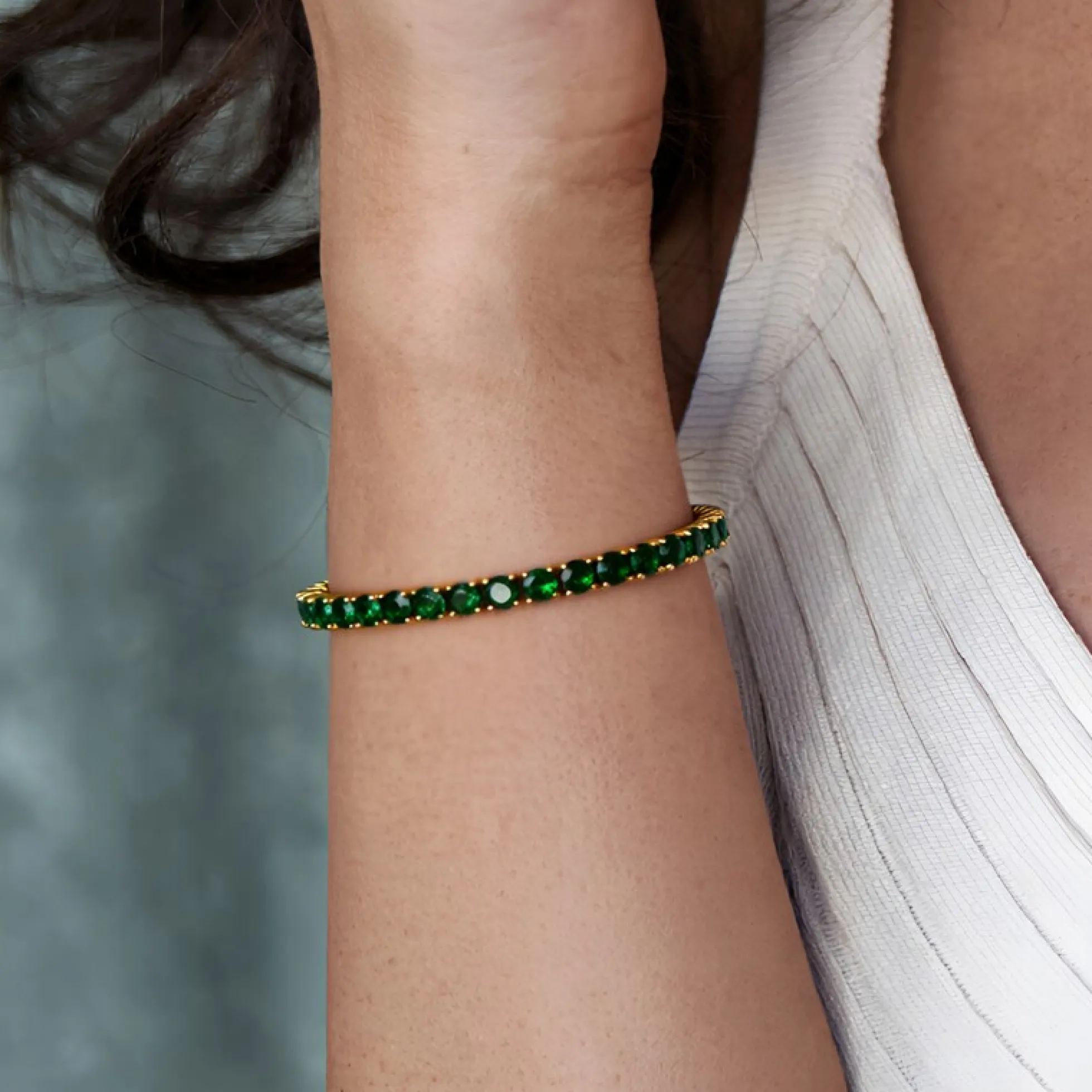 Sambia-Smaragd-Silberarmband