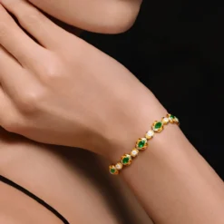 Sambia-Smaragd-Silberarmband