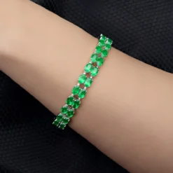 Sambia-Smaragd-Silberarmband