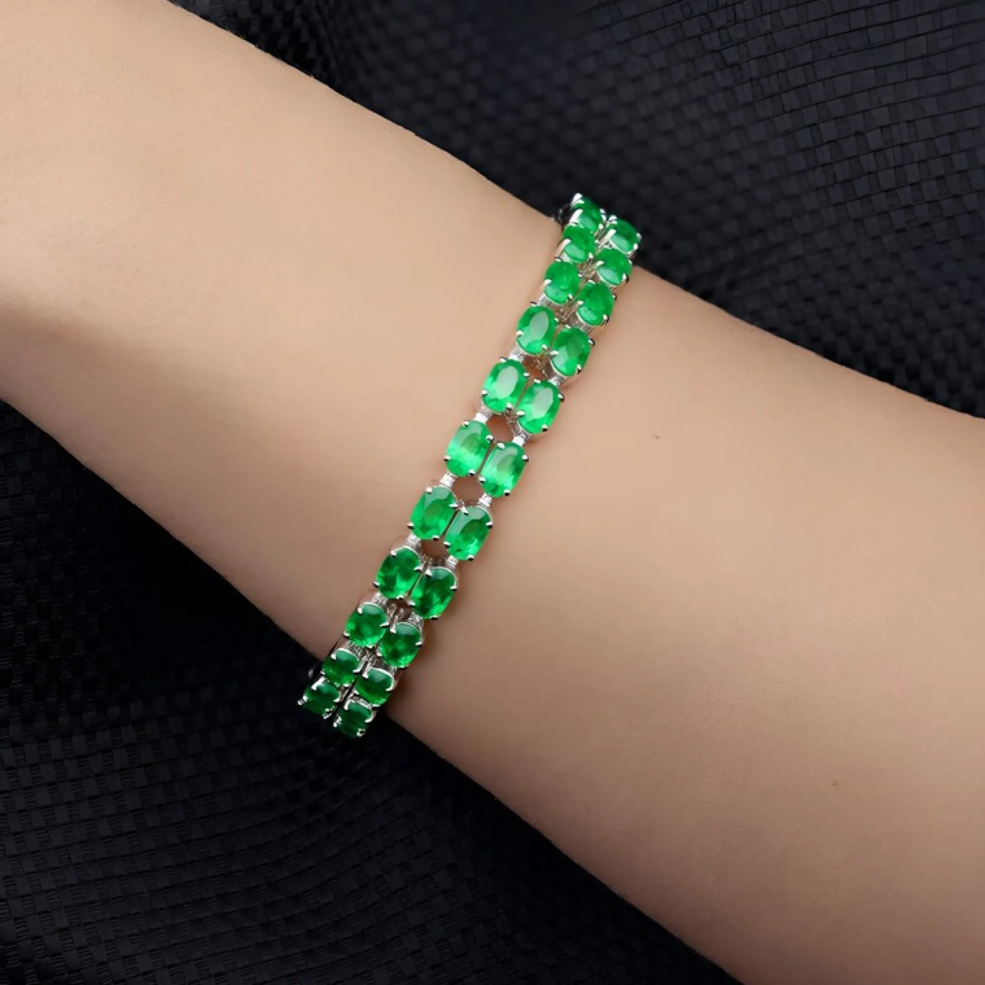 Sambia-Smaragd-Silberarmband