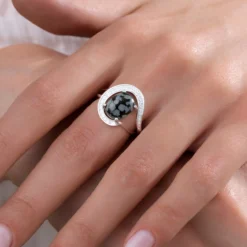Schneeflocken-Obsidian-Silberring