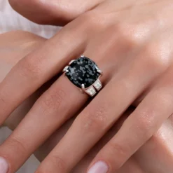 Schneeflocken-Obsidian-Silberring