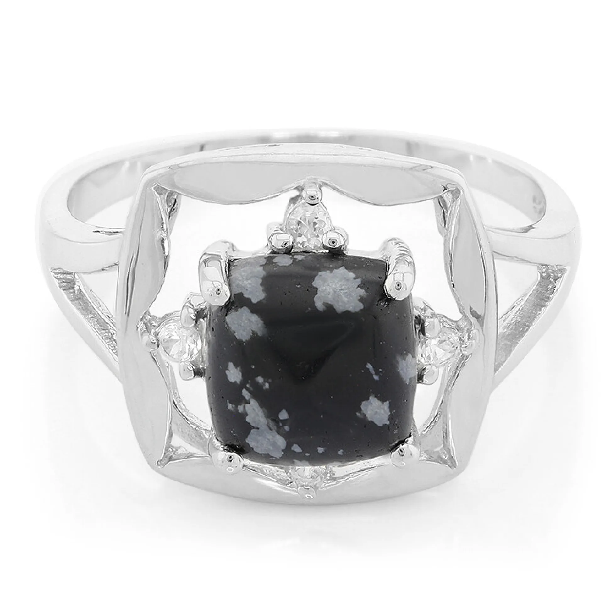 Schneeflocken-Obsidian-Silberring