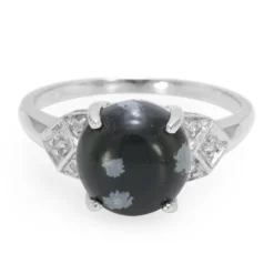 Schneeflocken-Obsidian-Silberring