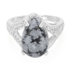 Schneeflocken-Obsidian-Silberring