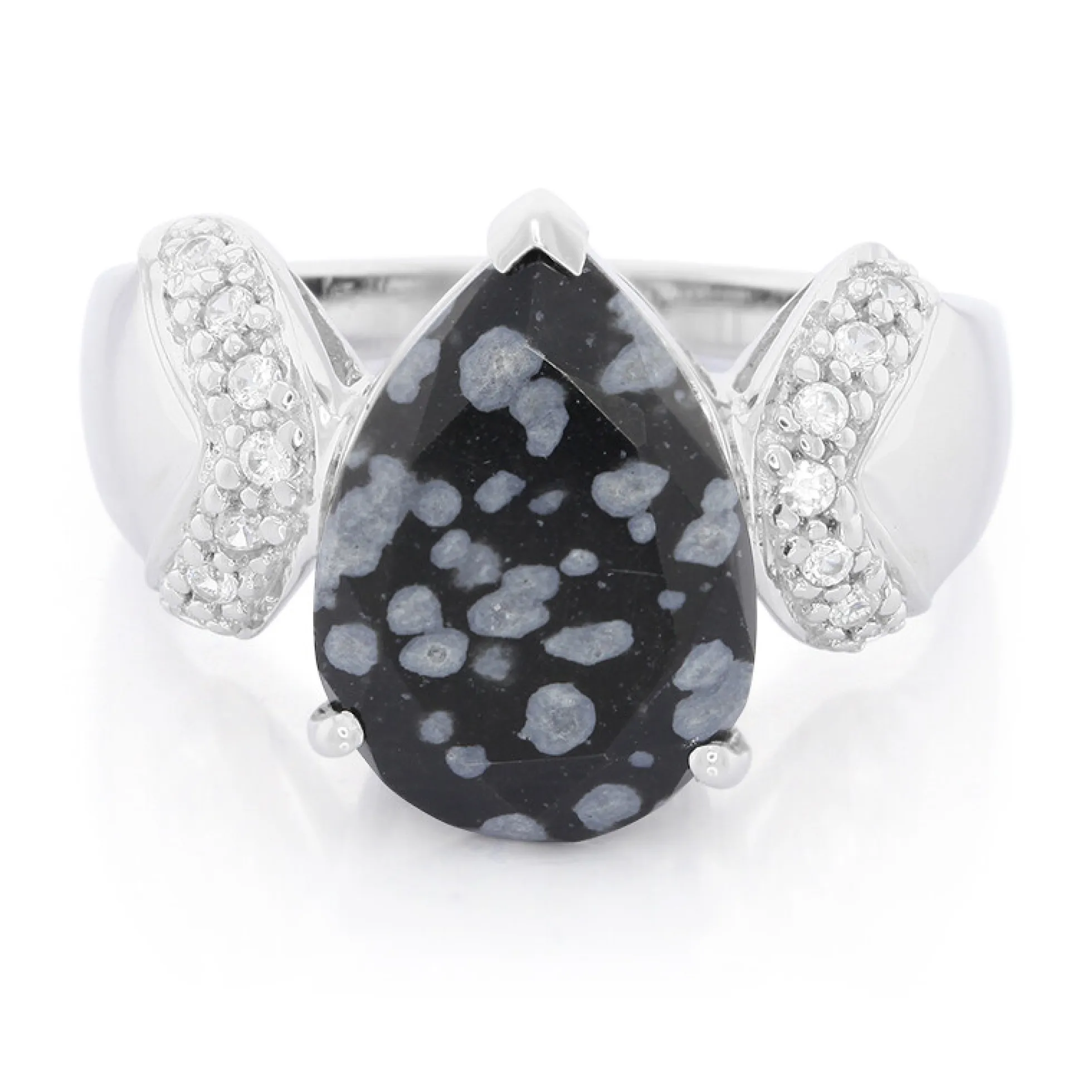 Schneeflocken-Obsidian-Silberring