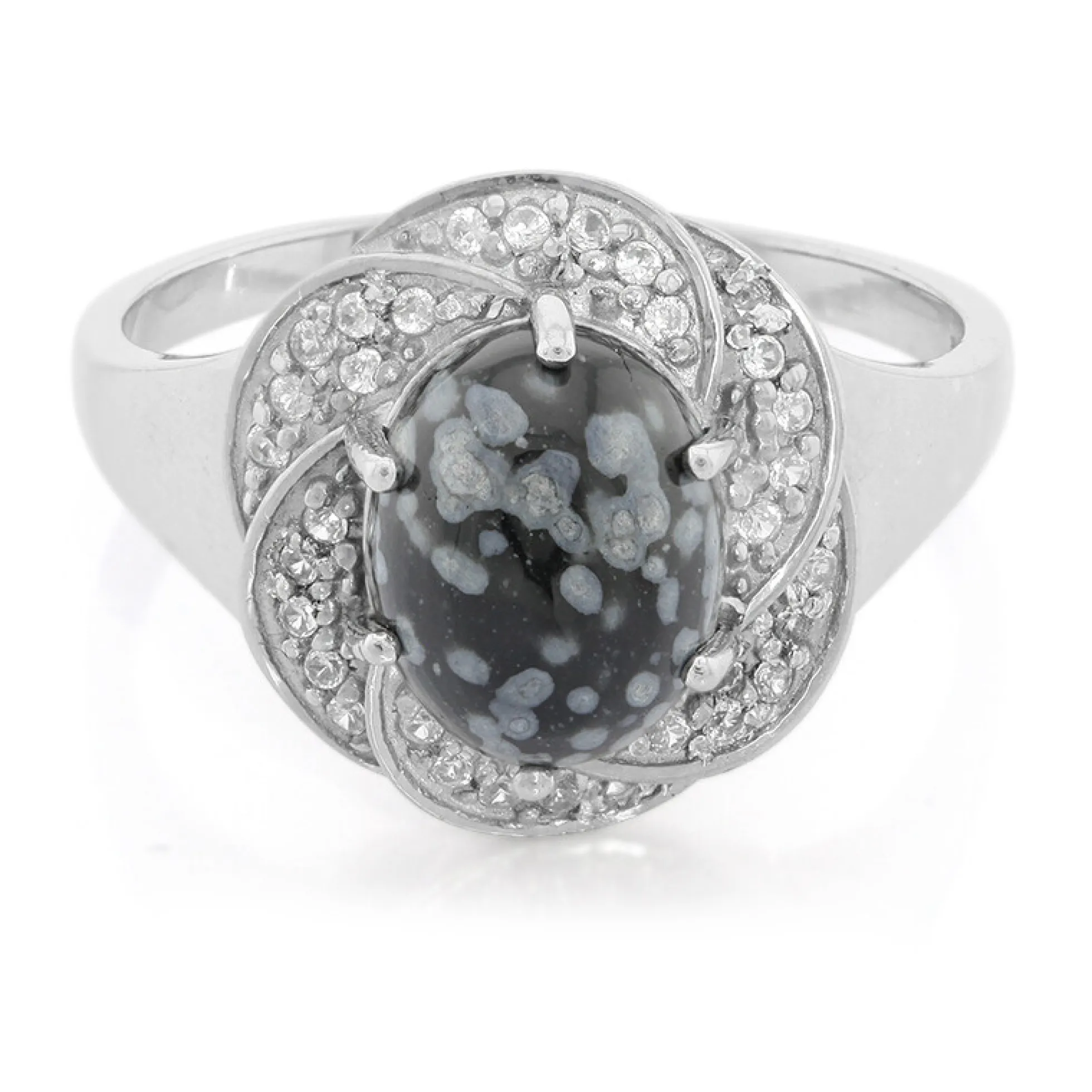 Schneeflocken-Obsidian-Silberring
