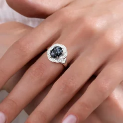 Schneeflocken-Obsidian-Silberring