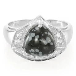 Schneeflocken-Obsidian-Silberring