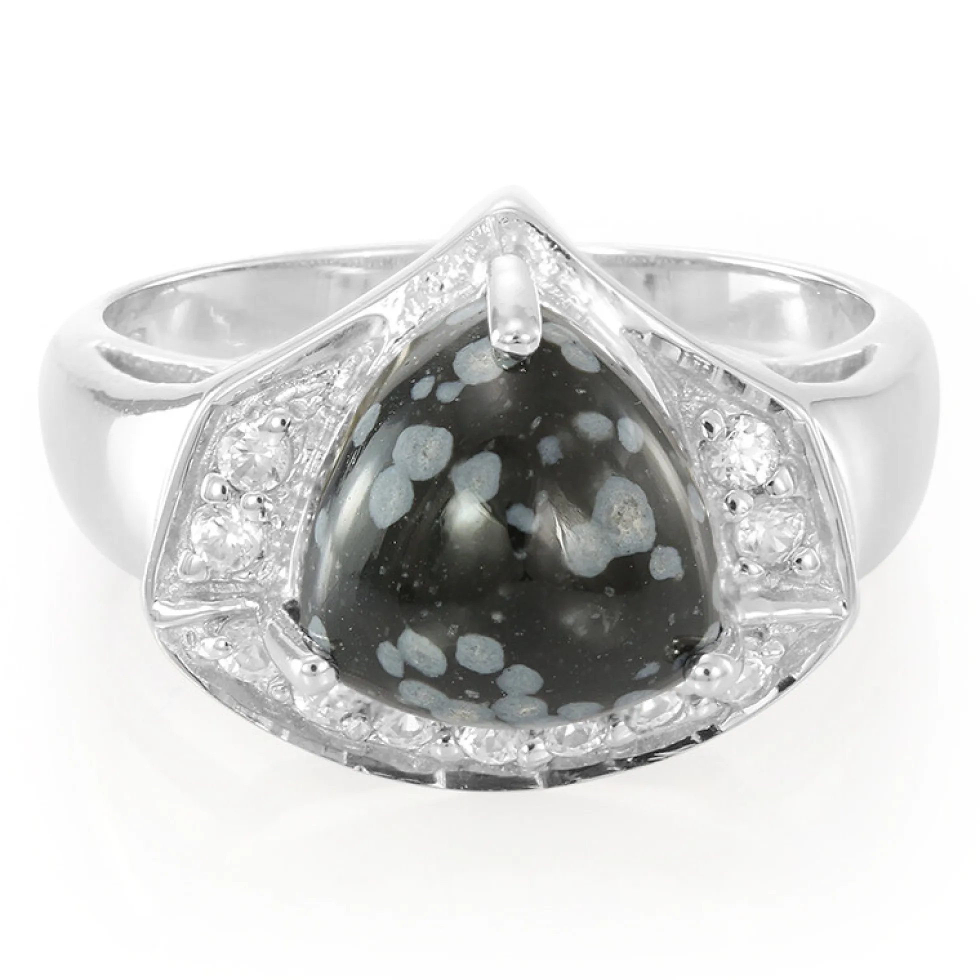Schneeflocken-Obsidian-Silberring