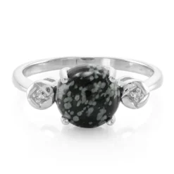 Schneeflocken-Obsidian-Silberring