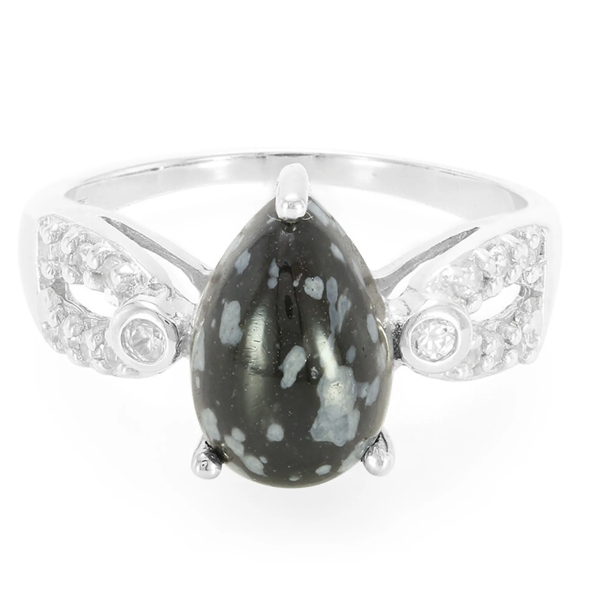 Schneeflocken-Obsidian-Silberring