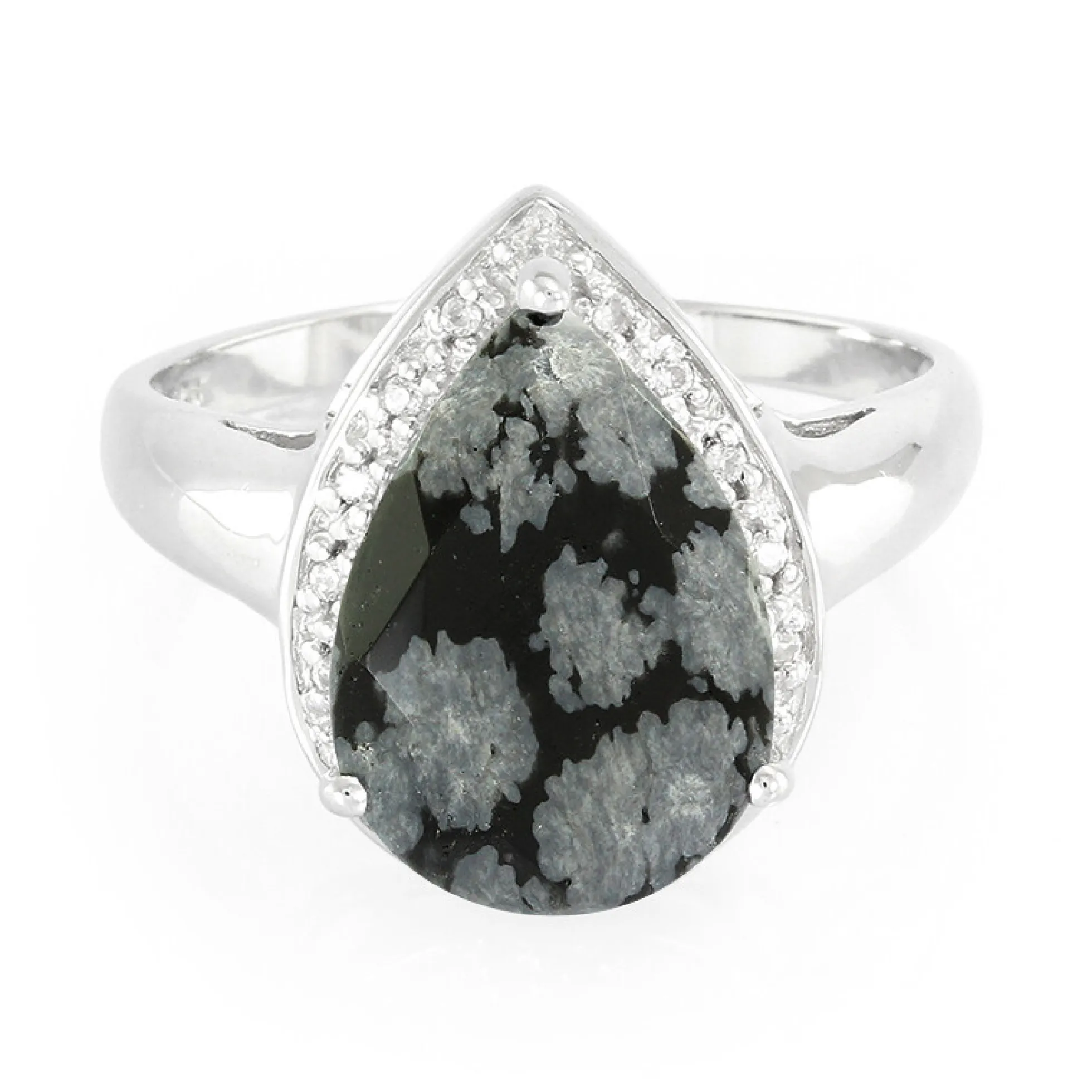Schneeflocken-Obsidian-Silberring