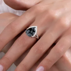 Schneeflocken-Obsidian-Silberring