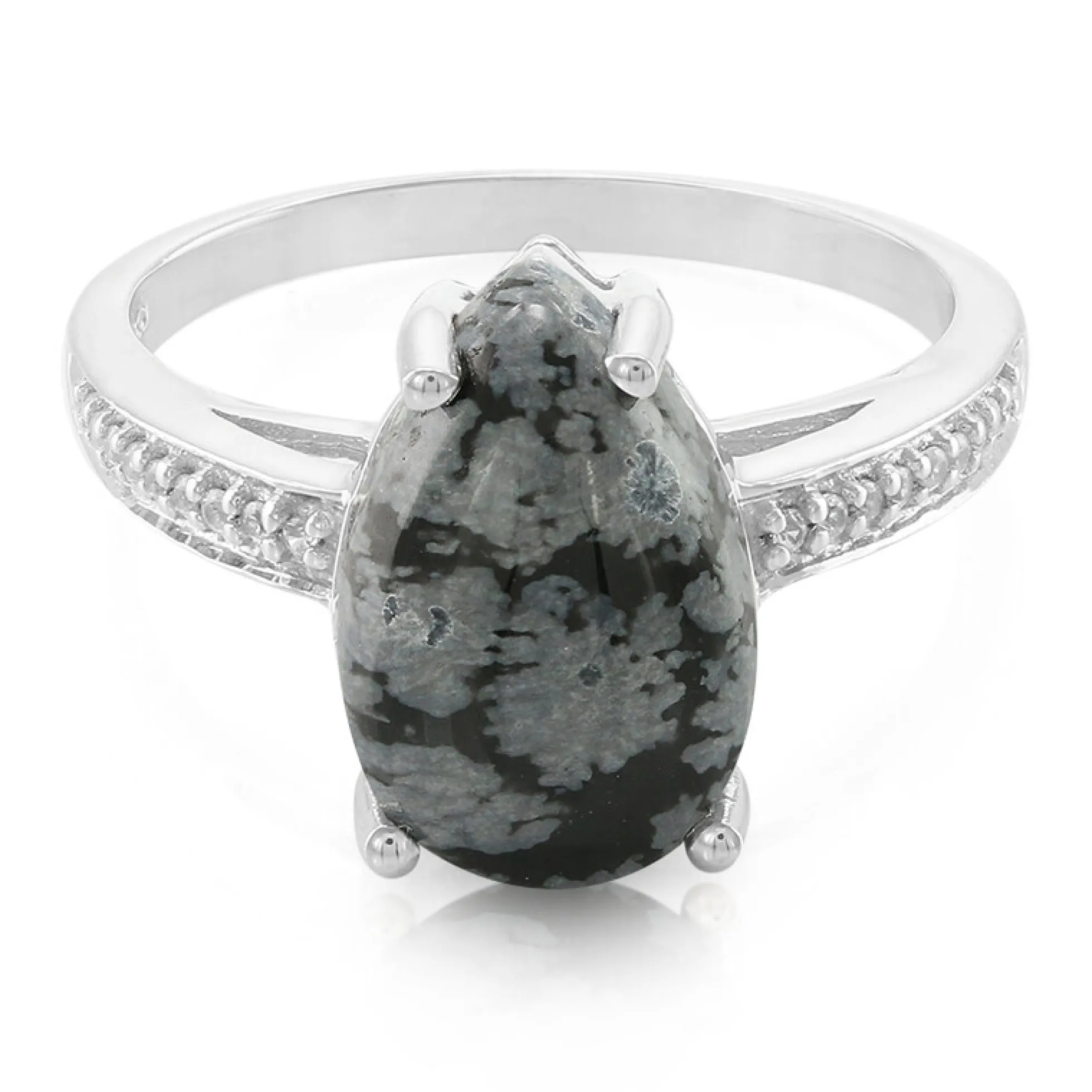 Schneeflocken-Obsidian-Silberring