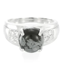 Schneeflocken-Obsidian-Silberring