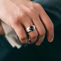 Schneeflocken-Obsidian-Silberring