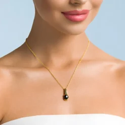 Schwarzer Brillant-Silberhalskette